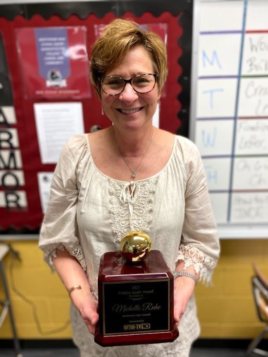 Congratulations to Ms. Michelle Ruhe on winning a Golden Apple Award.